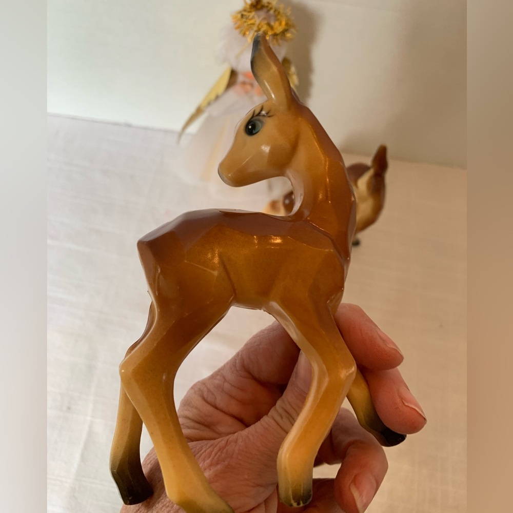 VINTAGE CHRISTMAS DECOR| 2 HTF plastic Deer and an Angel - Picture 3 of 12